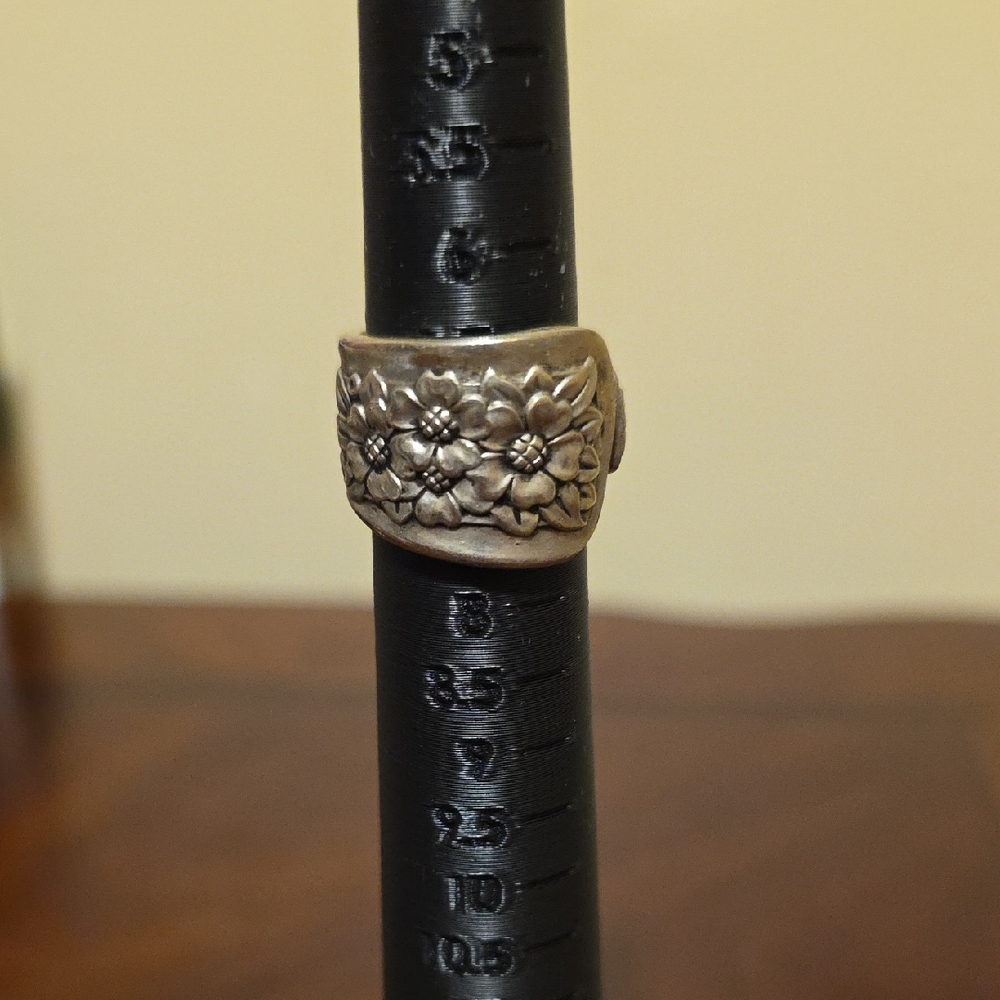 Vintage Floral Silver Spoon Ring